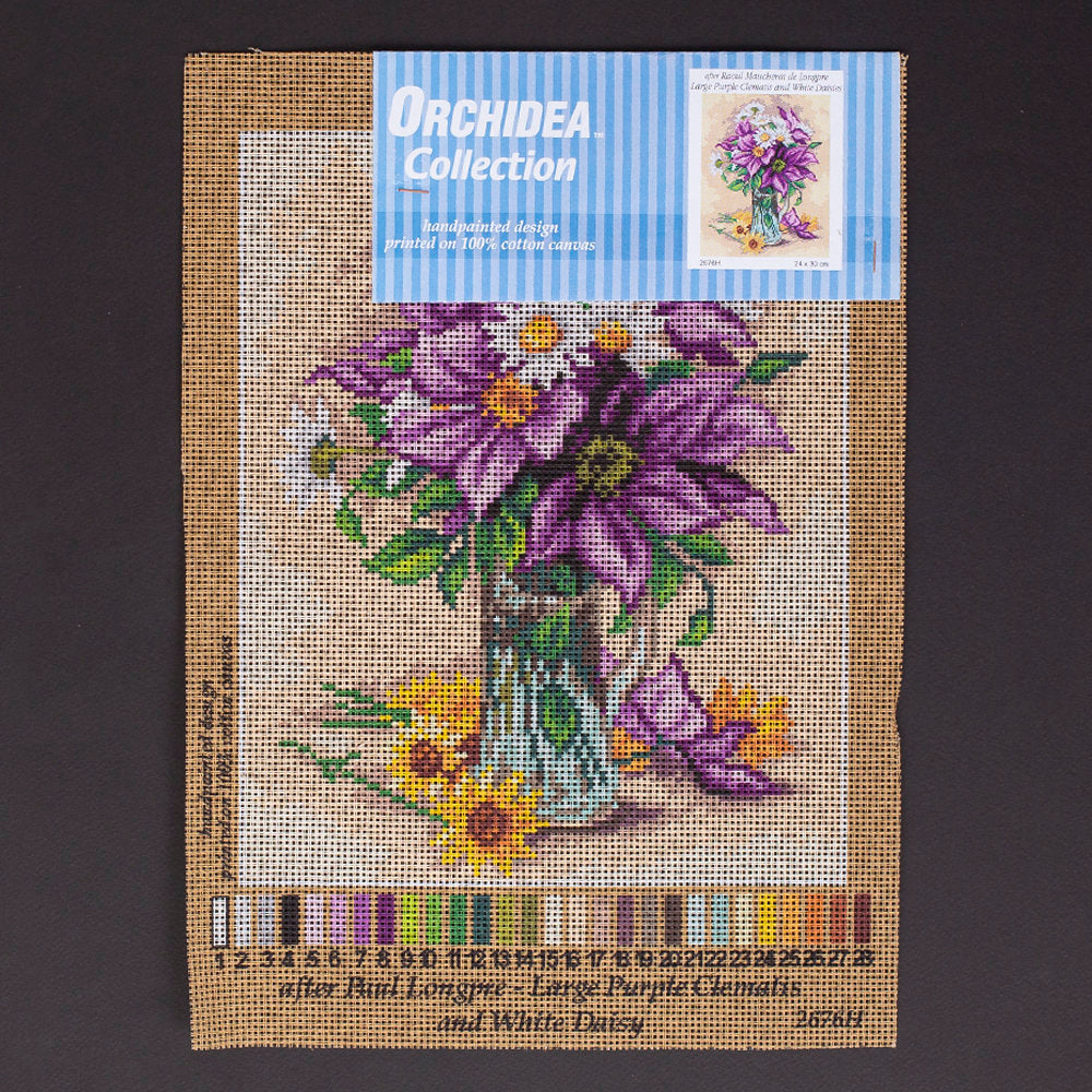 Orchidea 24x30cm Raoul Maucherat de Longpre Baskılı Goblen - 2676H